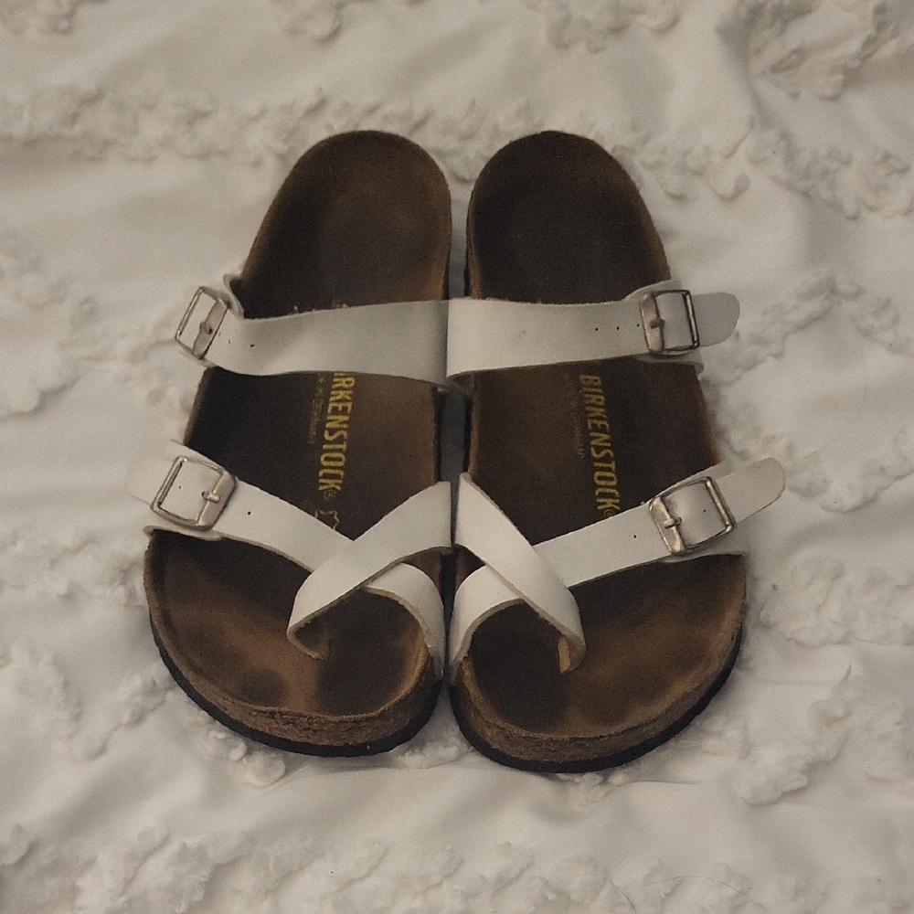Birkenstock White Cross-Strap Sandals